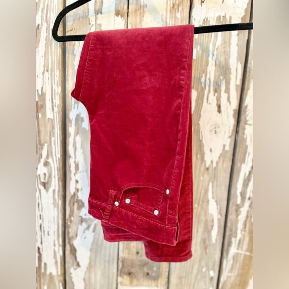 Jcrew Jeans size 29 red 9” highrise toothpick velvet pants - Picture 5 of 9